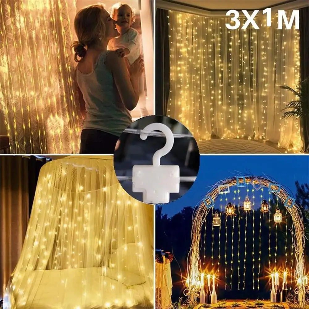 

Super Bright Remote Light String Landscape Lamp 100LED Durable Festival Curtain Light String Romantic Parties Garden USB