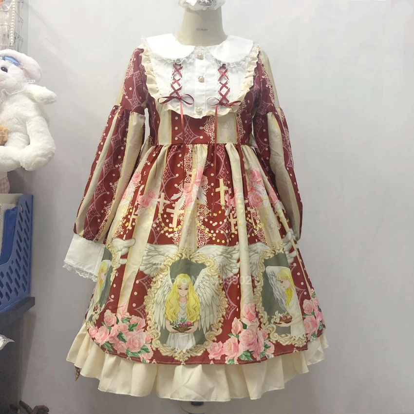 Платье в стиле Лолиты Женские чайные вечерние платья с длинными рукавами Юбка