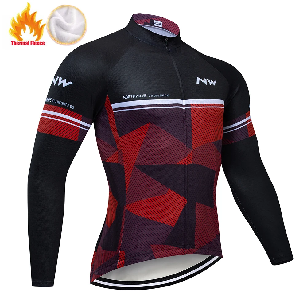 Fleece jersey NW зимний термальный флис Велоспорт Джерси Набор Майо Ropa Ciclismo с длинным рукавом горный велосипед одежда сохраняет тепло велосипедная одежда - Цвет: Fleece jersey
