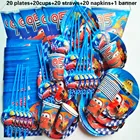 90 шт. Автомобильная чашка, тарелка, соломка, баннер для салфеток, для дня рождения ребенка, вечеринки, набор тематических украшений