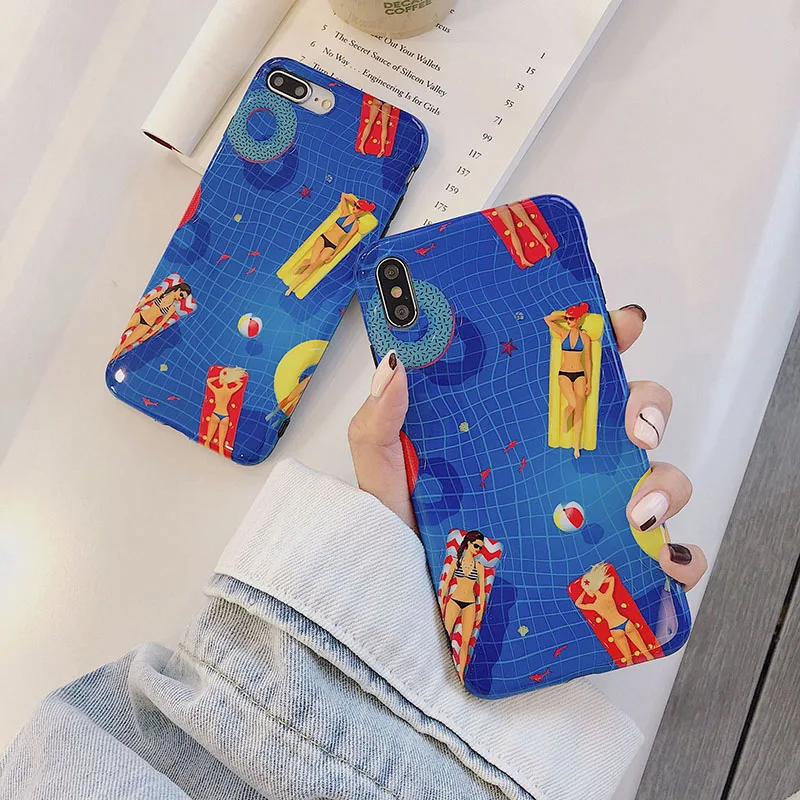 Смешной Рисунок сетка синий чехол для телефона iPhone 6 6s 7 8 Plus X Xs XR Max ТПУ Мягкая