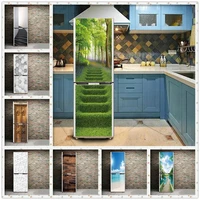 creative 3d decorative painting self adhesive wall stickers diy refrigerator stickers staircase corridor single door kitchen