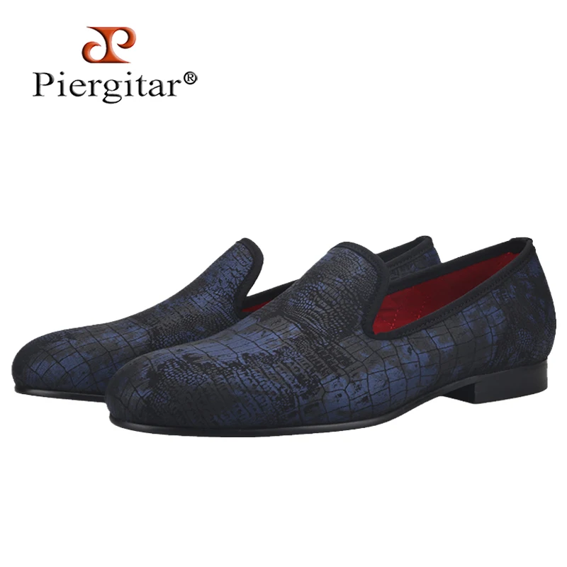 

Piergitar Special Crocodile Print Suede Leather Plus Size Men Handmade shoes Smoking Slippers men loafers Men Flats Size US 4-17
