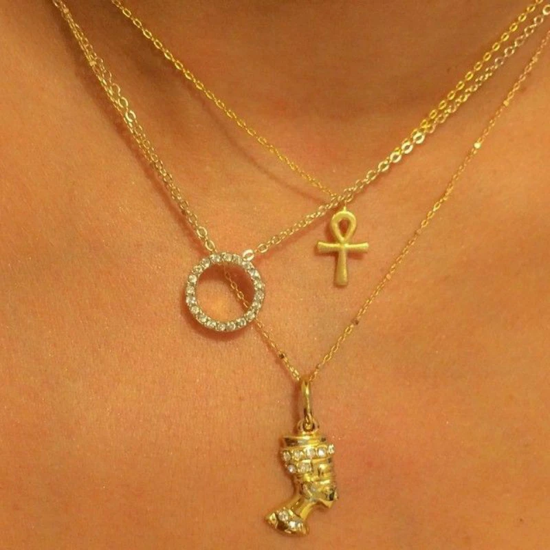 

Новое модное ювелирное ожерелье стразы кольцо с головой человека крест многослойное ожерелье эффектное ожерелье готическое ожерелье для ж...