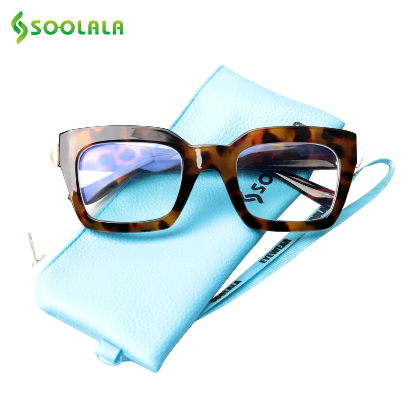 

SOOLALA Square Blue Light Blocking Reading Glasses Women Men Anti Glare Presbyopic Glasses +0.5 0.75 1.0 1.25 1.5 2.0 to 4.0