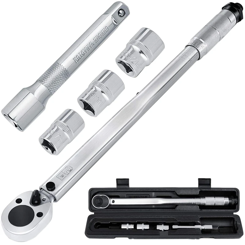 

Динамометрический ключ 40-210 нм 1/2 дюйма, автомобильный динамометрический ключ с 3 головками 17 мм, 19 мм, 21 мм и 125 мм