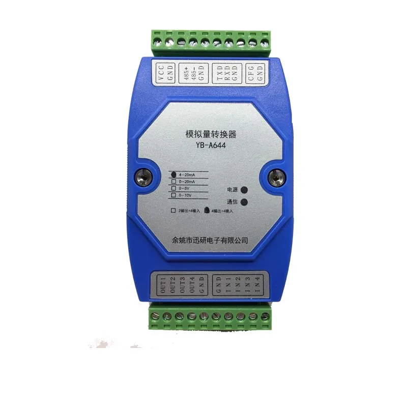 

RS232/RS485 Serial Port to 4 Analog Input and Output Currents 4-20MA Output 0-10V Output