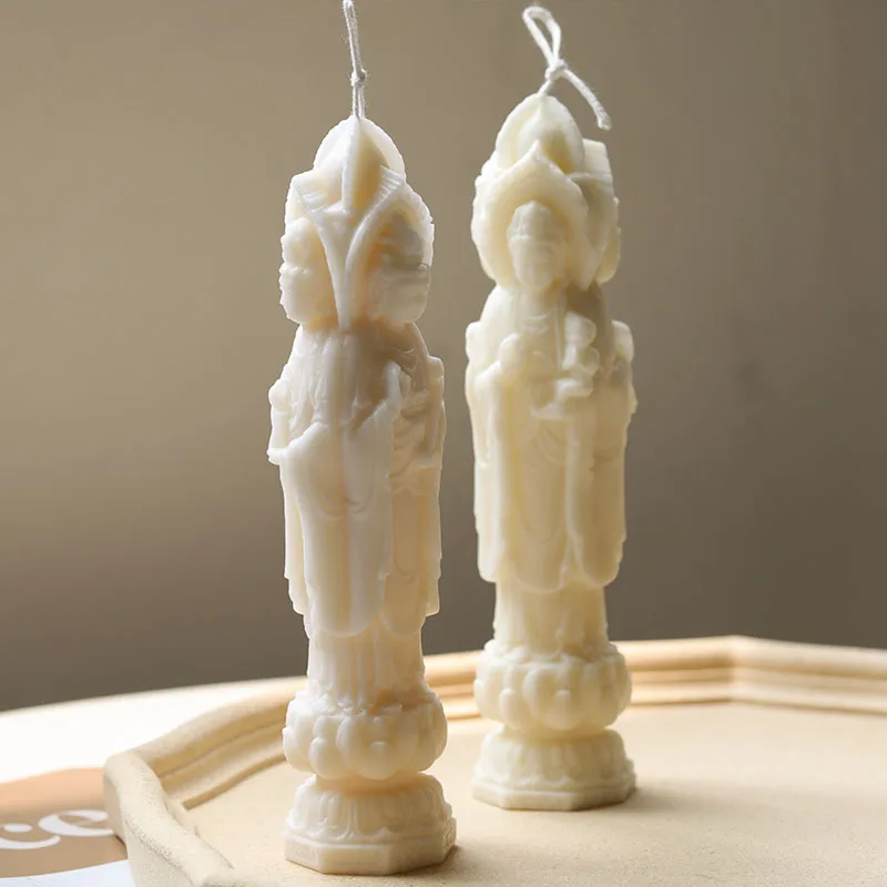 

Three-faced Buddha Candle Mold Avalokitesvara Self-made Buddha Candle DIY Scented Candle Silicone Mold