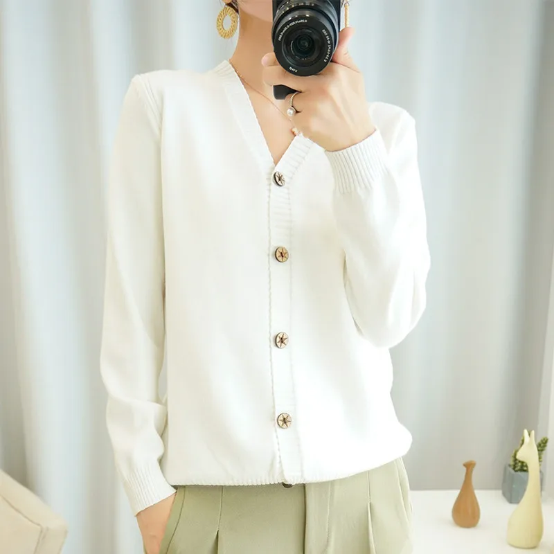 Осенний женский свитер 2019 новый шерстяной кардиган с V-образным вырезом Женское