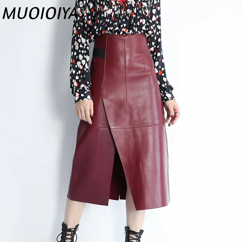 

Genuine Leather Skirt Women Natural Real Sheepskin Sheep High Waist Long Skirts Luxury Runway Designer Ladies Skirts Plus Size