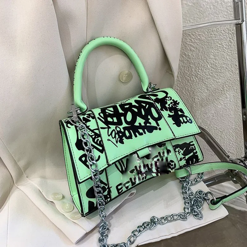 

Дизайнерские сумки высокого качества 2021, роскошная сумка на цепочке, модные кожаные сумки через плечо с граффити и принтом для женщин, мален...