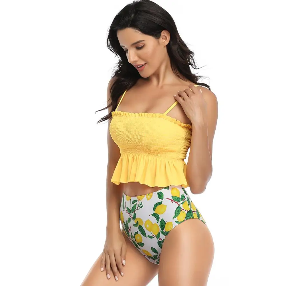 Женские милые плиссированные юбки с оборками яркие эластичные Купальники со