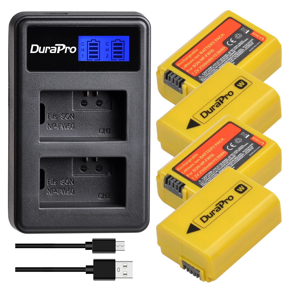 

Durapro 2160mAh NP-FW50 NP FW50 NPFW50 Camera Battery + LCD Charger For Sony NEX-7 NEX-5N NEX-F3 NEX-5C a6500 a6300 a6000 a5000