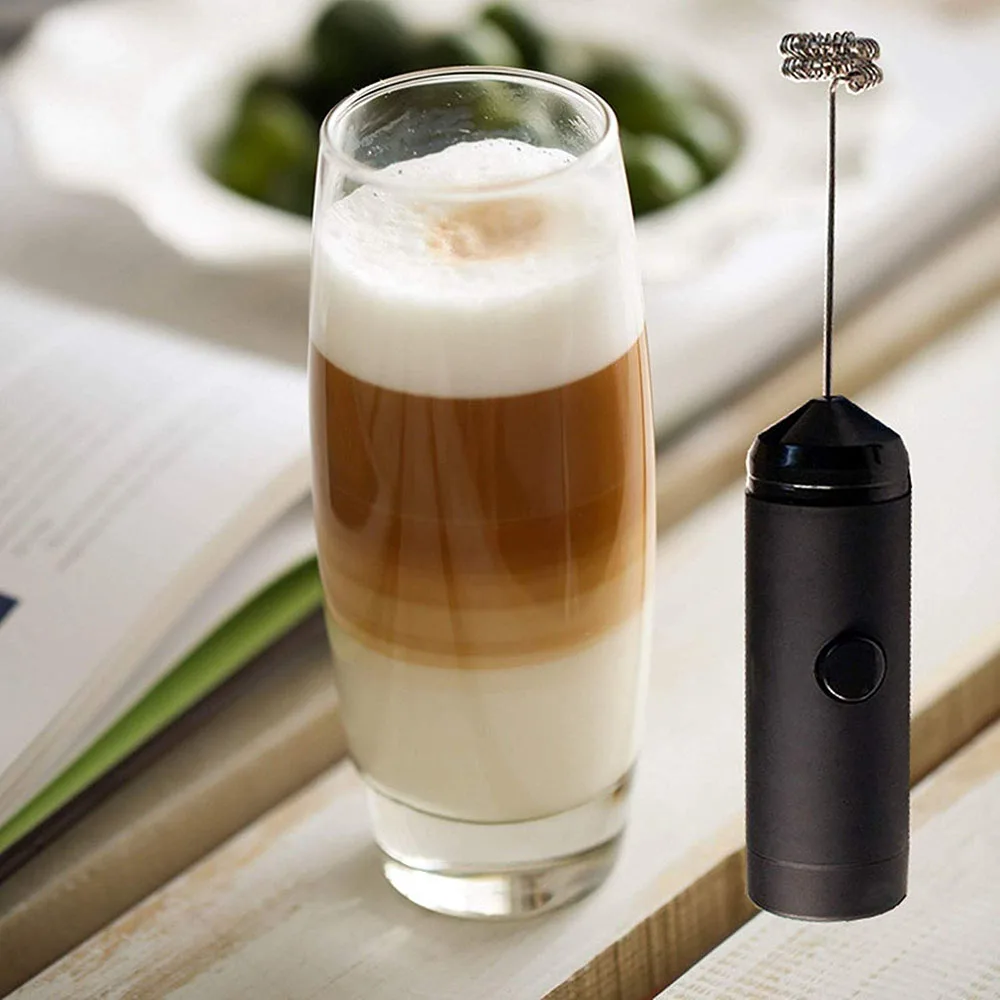 

Handheld Milk Frother with 16PCS Coffee Printing Model Powerful Electric Frother Whisk for Coffee Cappuccino Creamer Egg Beater