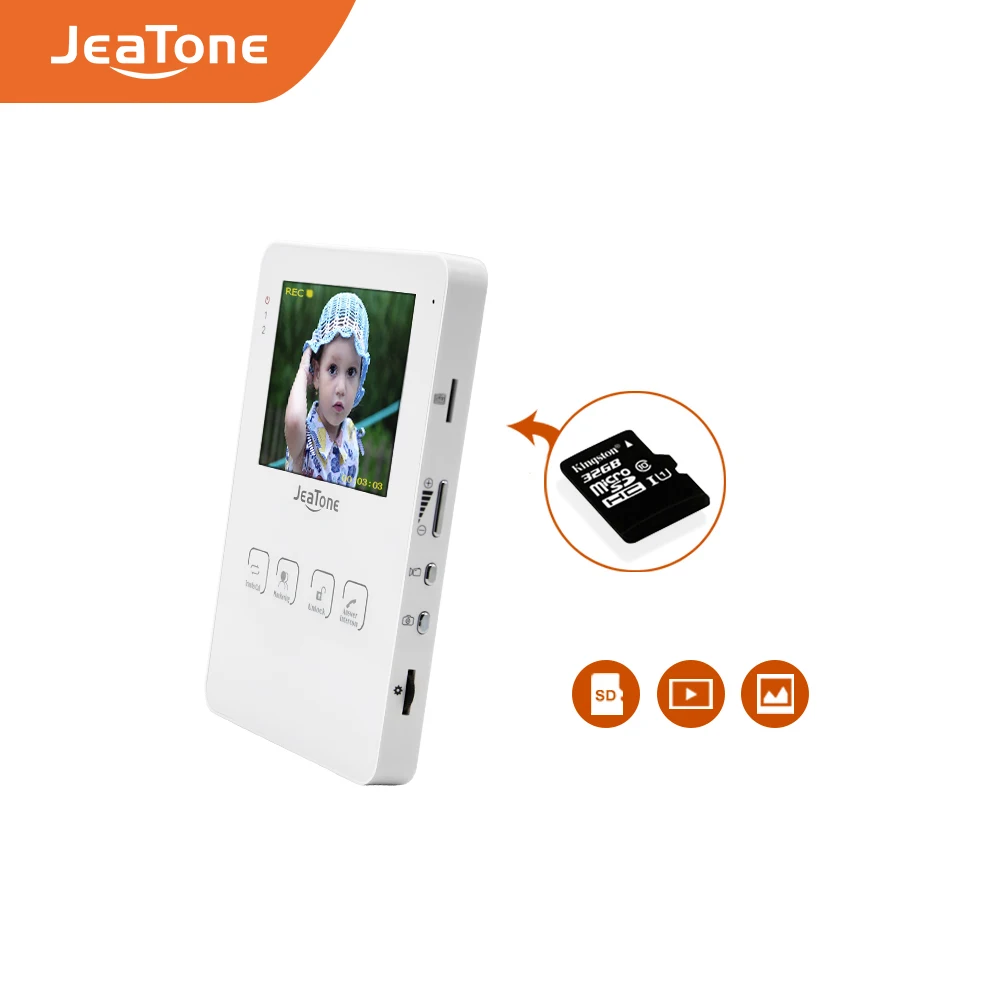 JeaTone 4 &quotпроводной видеодомофон дверной звонок Система внутренней связи