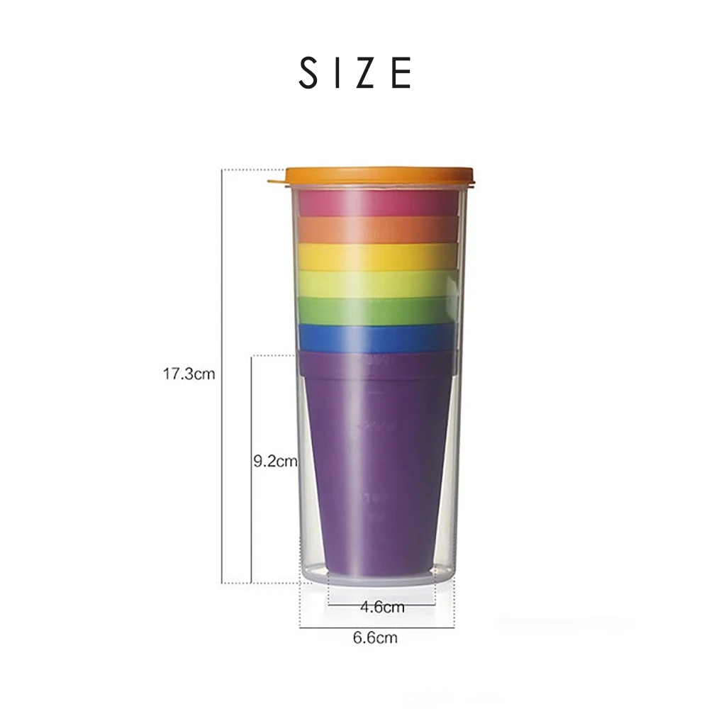 7PCS Colorful Rainbow Set Cup Delicate Picnic Travel Portable Color Plastic Cups Barbecue Camping Tourism Tea | Дом и сад