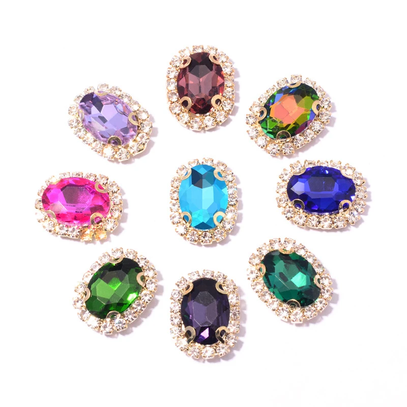 Стразы для шитья s золотистое основание с когтями хрустальные стразы овальные