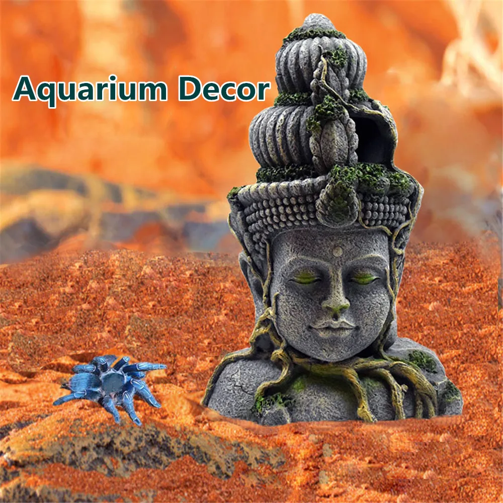 Будда аквариумные украшения голова скульптура аквариум декоративный орнамент