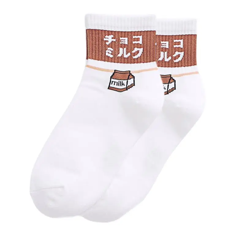 Японские Женские носки выше лодыжки для девочек милые яркие цвета милый йогурт