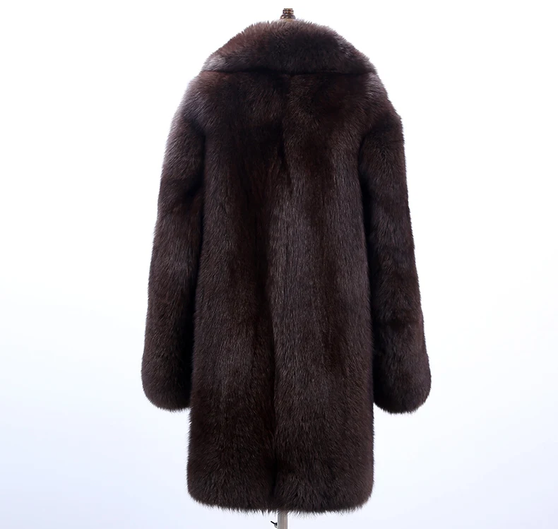 Новый Для мужчин теплая шуба из натурального Лисьего меха с длинными со строгими