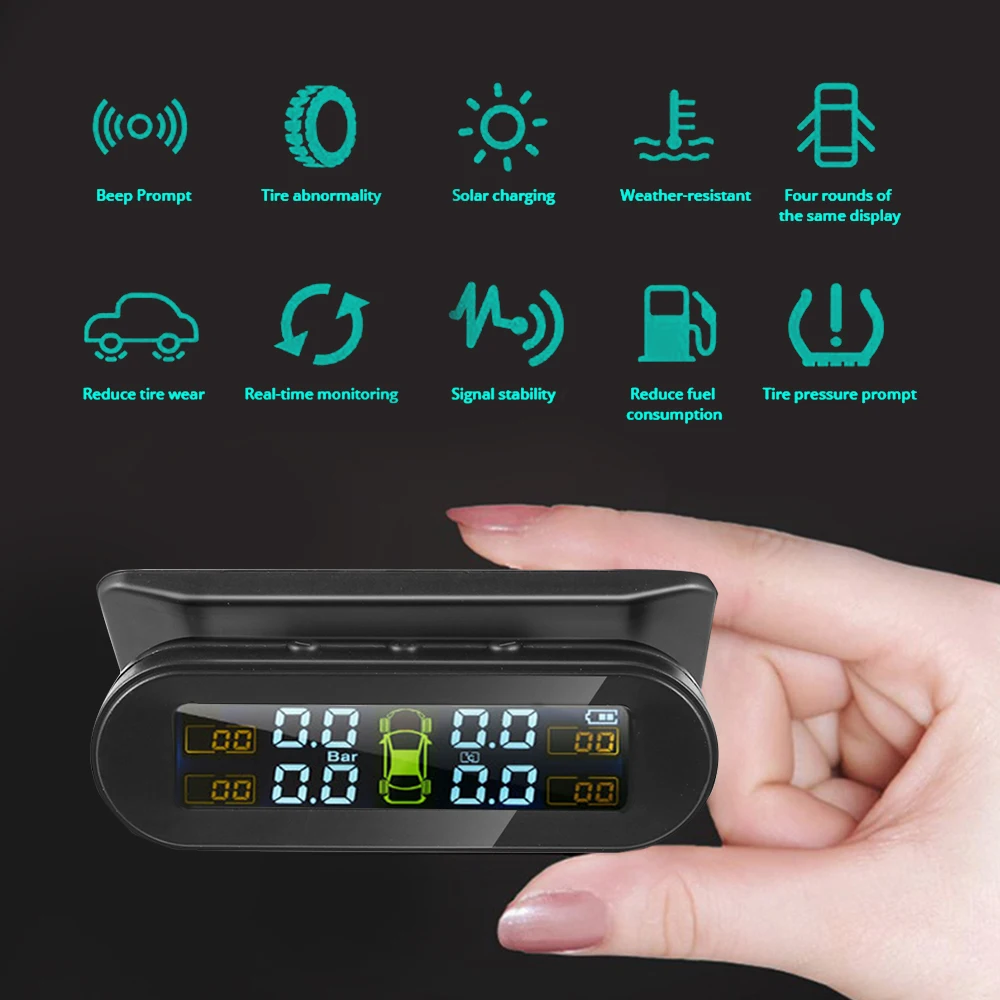 Система контроля давления в шинах TPMS цифровой ЖК дисплей на солнечной энергии