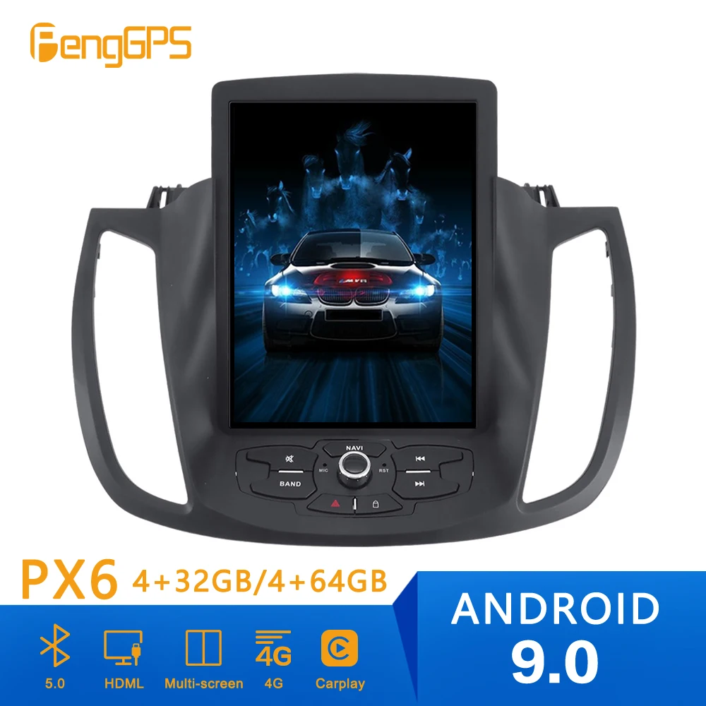 Автомагнитола в стиле Tesla Android 9 0 вертикальный экран для Ford KUGA 2013 + GPS навигатор