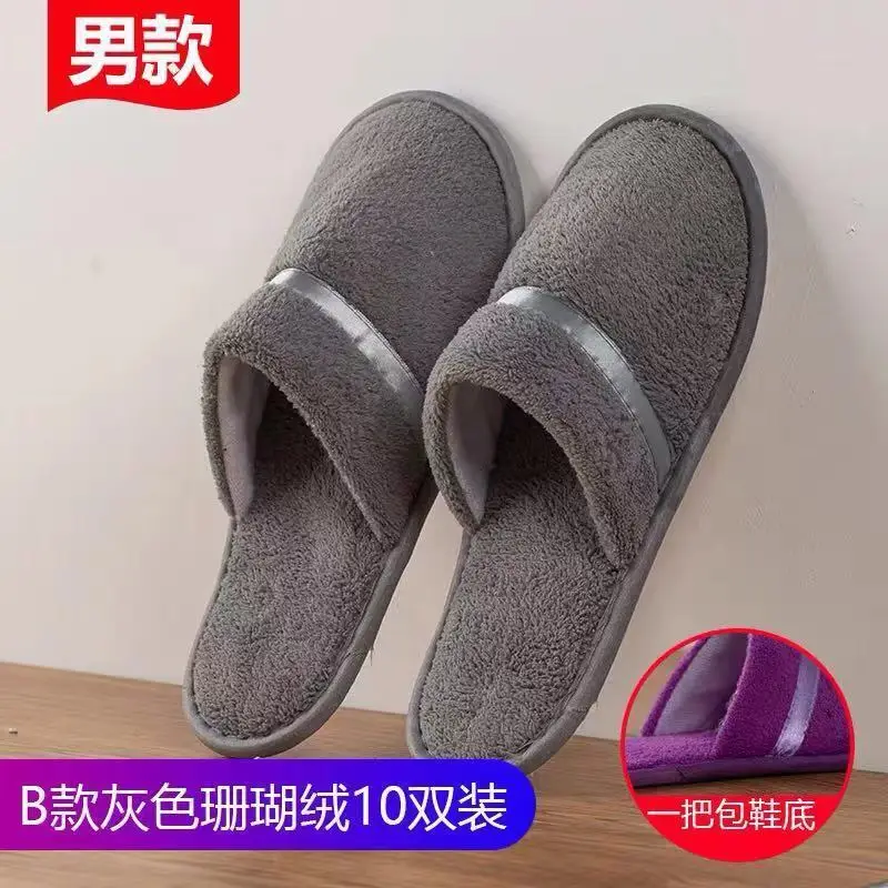 

10 Pairs Disposable Slippers Men Business Travel Passenger Shoes Home Guest Slipper Hotel Beauty Club Washable Shoes Slippers