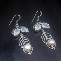gemstonefactory big promotion single unique 925 silver white opal pearl women ladies gifts dangle drop earrings 20212488
