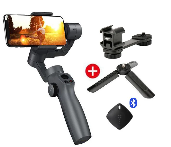 With PT-3 Tripod Захват funsnap 2 трехосевой телефон ручка шарнирный стабилизатор для камеры Gopro для Andriod IOS смартфона Gopro 5/6/7 DJI Osmo экшн-камер - Цвет: With PT-3 Tripod