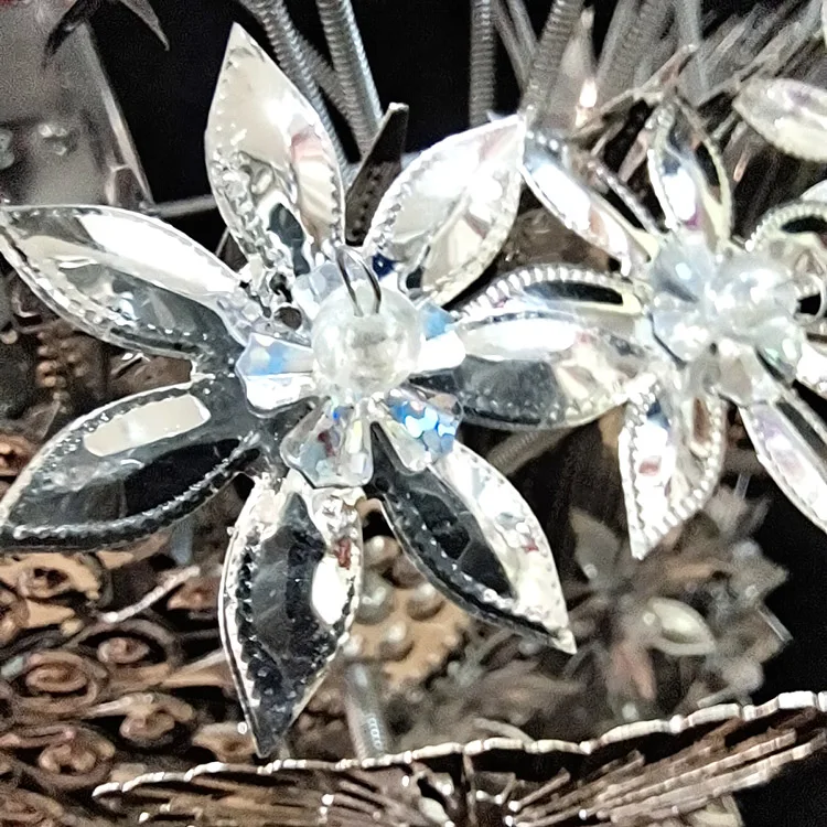 Hmong головной убор ручной работы Miao для сцены цвет СЕРЕБРЯНЫЙ блестки шапка в