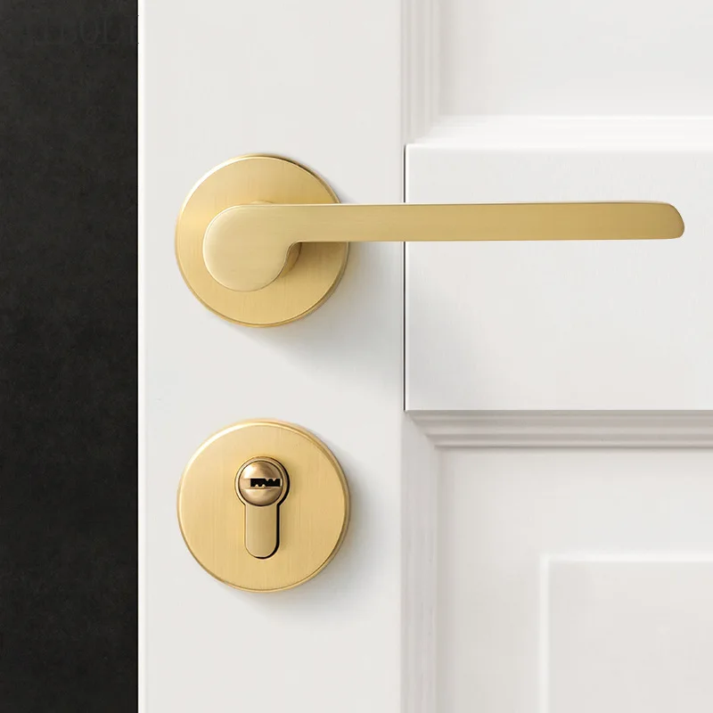 Современный скандинавский дверной замок из матового золота для спальни