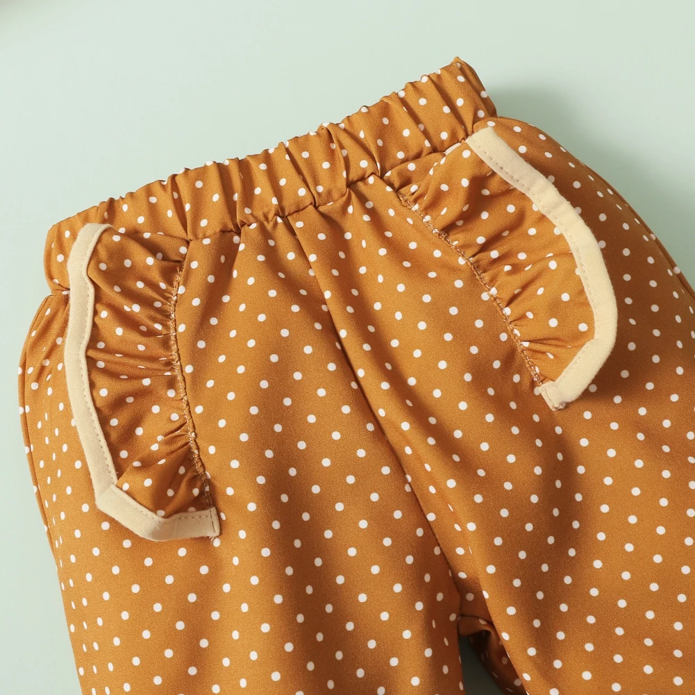 

Kids Baby Girl Long Sleeve Dress Trousers Suit Fashion T-shirt Polka Dot Pant Outfit 0-24M