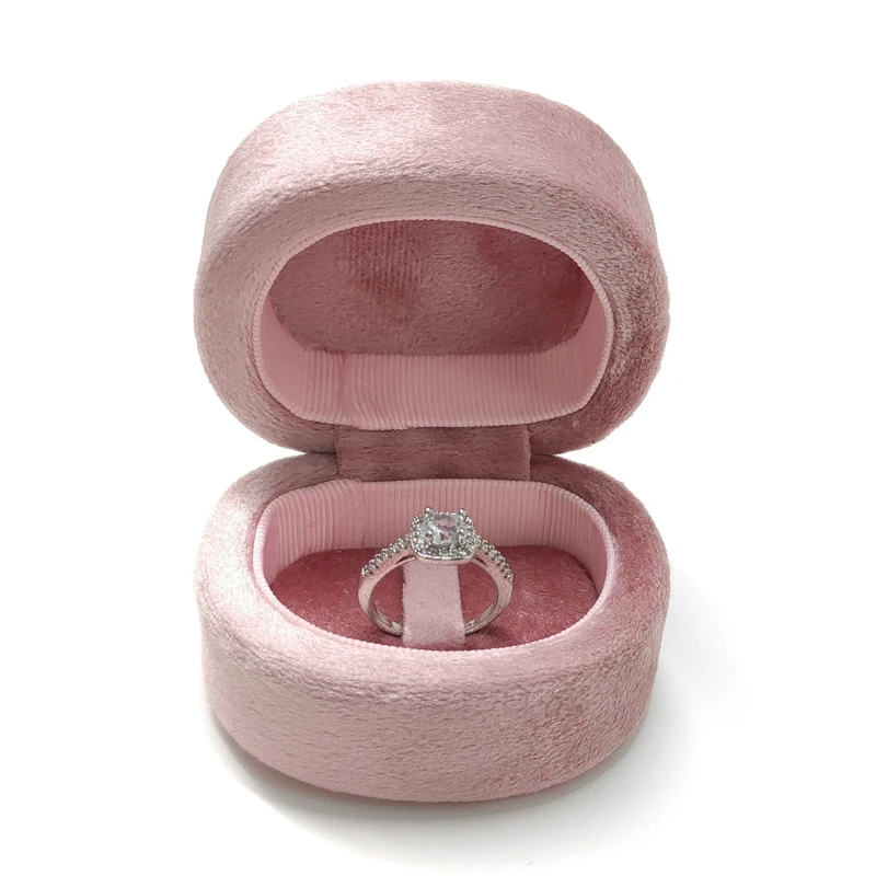 

D Shaped Velvet Ring Box Wedding Engagement Rings Organizer Jewelry Gifts Display Storage Case K3ND