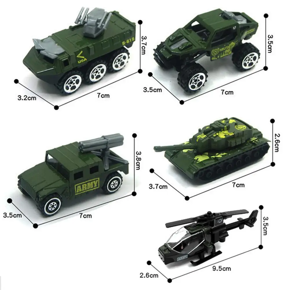 

RCtown 5Pcs/Set Pull Back Car Mold Toys Alloy Military Vehicle Car Model Kids Children Car Playing Toys