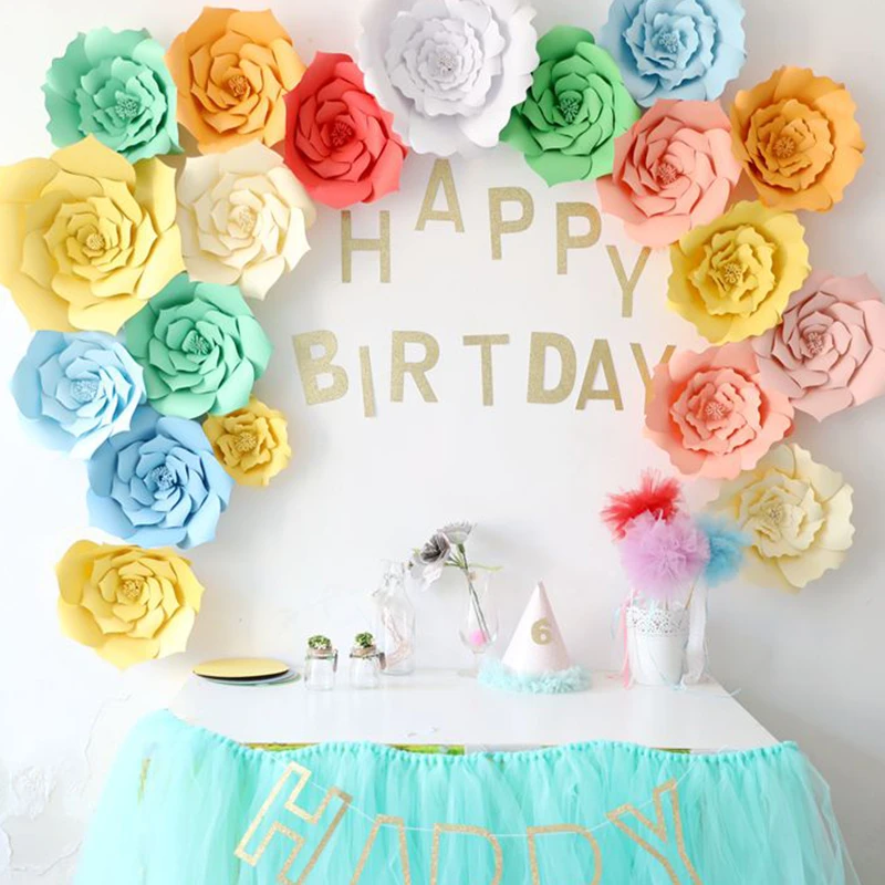 DIY Искусственные бумажные цветы ручной работы Красочные лепестки День рождения