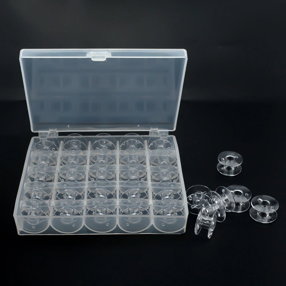 

Sewing Accessories Tools 25Pc Machine Bobbins Spools Empty Plastic Storage Box