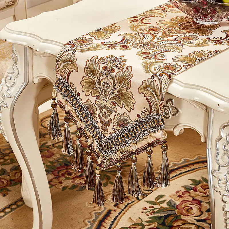 

Fyjafon Table Runner Embroidery European Table Runners Double Layer Decoration Table Runner Bed Runner 33*150/33*180/33*300