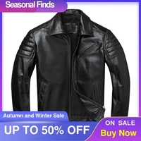 vintage 2021 black motorcycle style genuine leather jacket men plus size 5xl real natural cowhide autumn slim fit biker coat