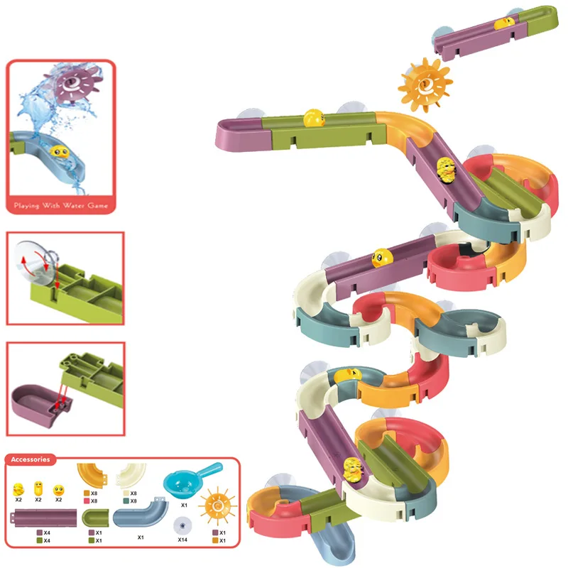 

DIY Bath Toy Baby Bathroom Duck Track Bathtub Kids Play Water Games Tool Bathing Shower Wall Suction Set Bath Toys for Children