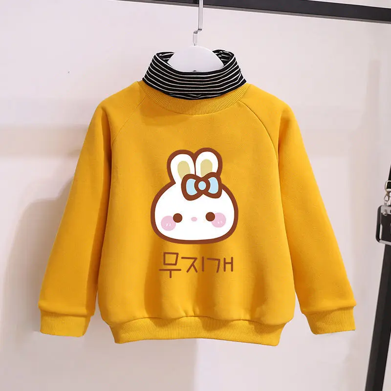Su&eacute;ter de terciopelo para ni&ntilde;as, versi&oacute;n coreana de la marea, nueva ropa de oto&ntilde;o e invierno, chaqueta gruesa y c&aacute;lida, ropa para ni&ntilde;os, cuello alto-2