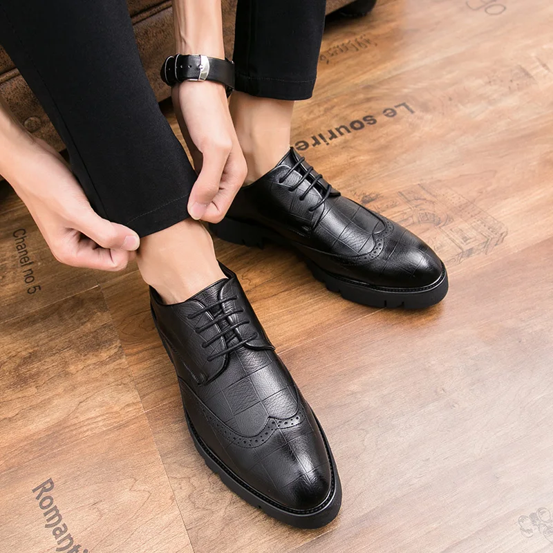 Men round-toe handmade shoes outdoor breathable fashion lace-up oxford for men comfortable leather party wedding | Обувь