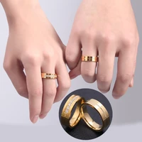 1pc fashion titanium steel gold silver plated ring men women inlaid zircon diamond stainless steel ring for couple jewelry gift