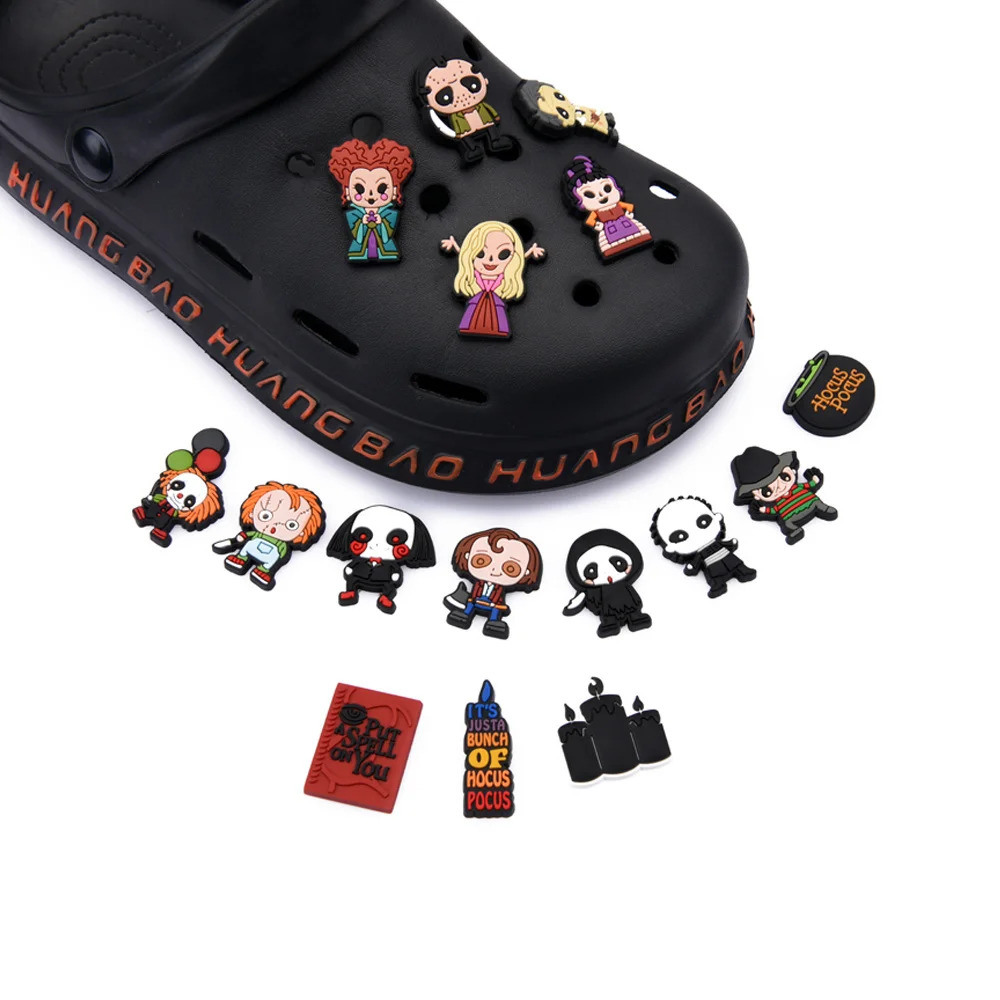 

New Arrival Halloween Croc Shoe Charms Horror Movie Clog Shoes Accessories American Film PVC Decorations Shining Silence