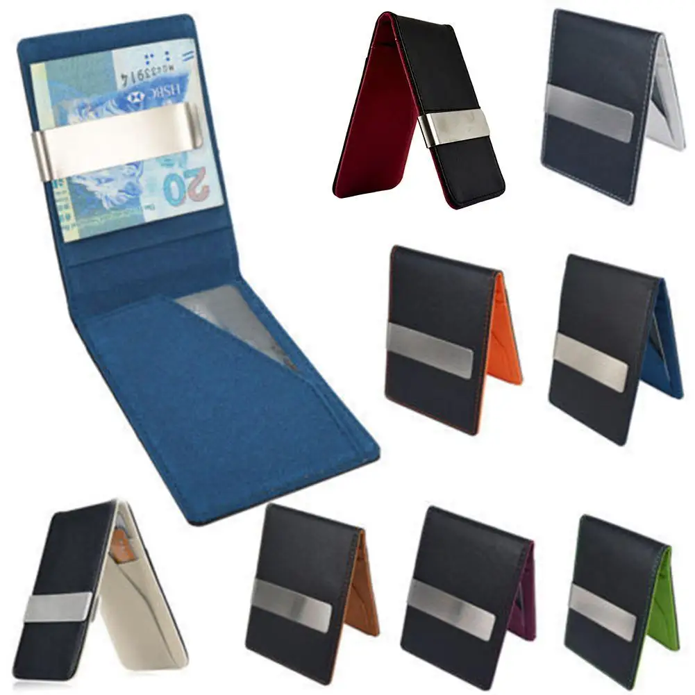 

HOT SALES 2021 Men's Faux Leather Money Clip Slim Wallet ID Credit Card Storage Holder Purse