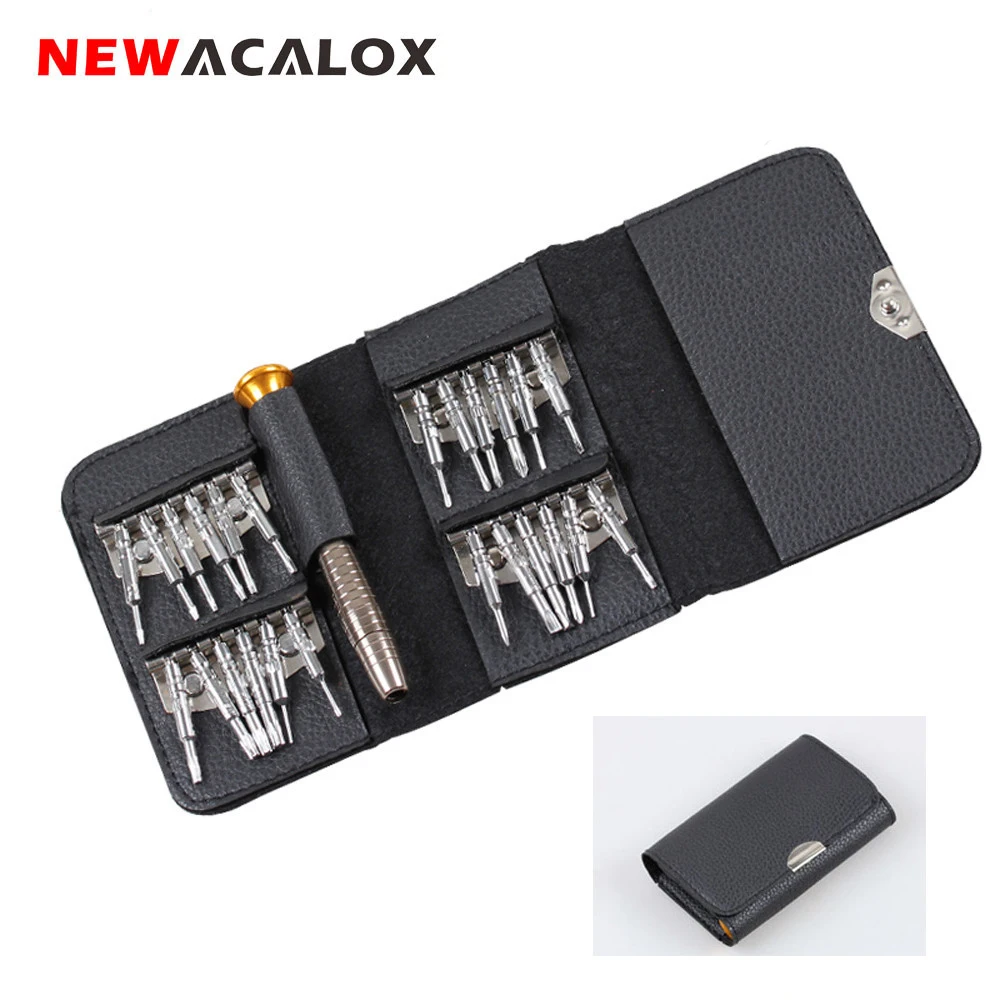 NEWACALOX 25 в 1 кошелек карманный точный магнитный Phillips отвертка для мобильного