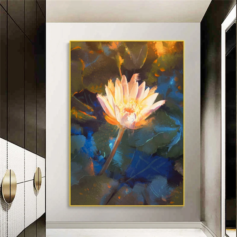 

Lotus Flower Canvas Painting Nordic Posters and Prints Wall Art Canvas Painting Wall Pictures for Living Room Decor Wall Art