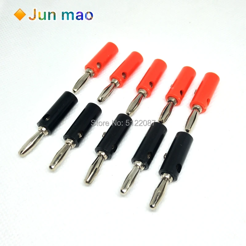 

10PCS/LOT New 4mm Banana Plug Connector Jack Screw-type Banana Head Black and Red Color 4 Leaf banana socket