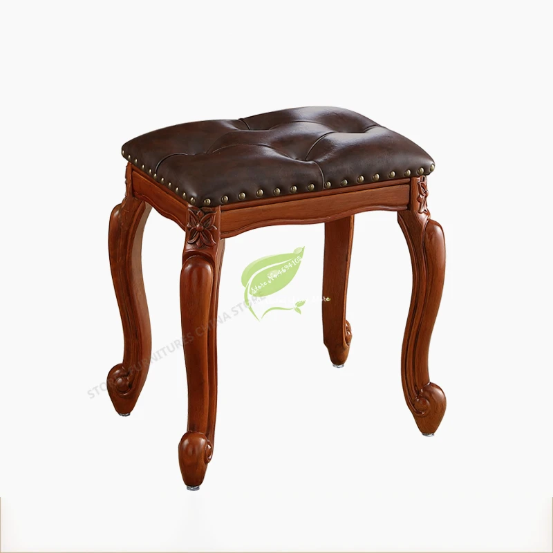 38%American Retro Solid Small Round Stool Cowhide Sofa Strong Bearing Capacity Household Tea Table Low Chair |
