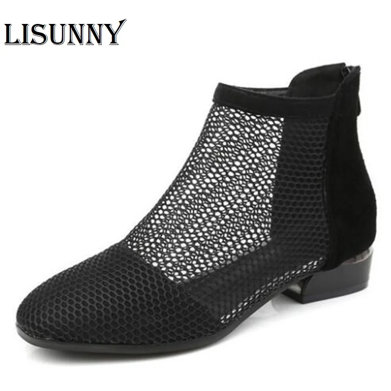 LISUNNY/Новинка 2020 года Летние босоножки Обувь из натуральной кожи на низком каблуке