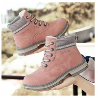 winter the new casual snow boots ankle lace up round toe low 1cm 3cm square heel solid plush keep warm non slip high quality